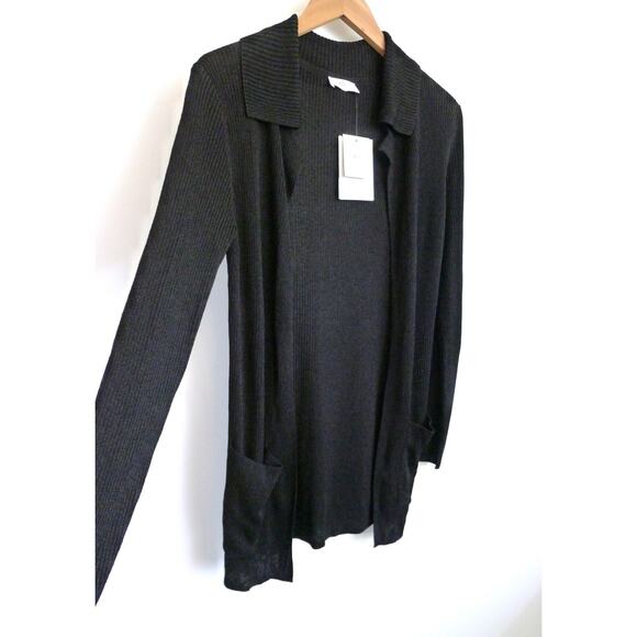 A.L.C. Rib Knit Italian Yarn Long Cardigan Open Front Sweater Jacket S NWT $395 - Picture 1 of 10